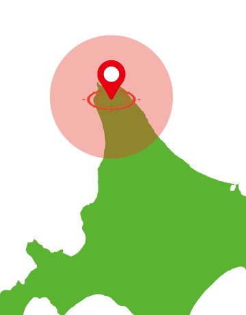 北海道地図(稚内市を中心に範囲を示す)