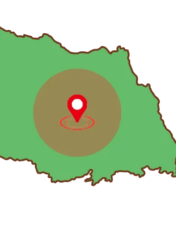 埼玉県地図(上尾市を中心に範囲を示す)
