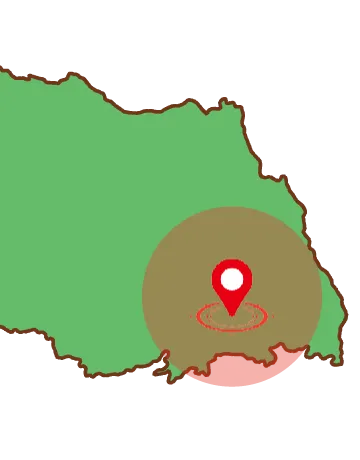 埼玉県地図(川口市を中心に範囲を示す)