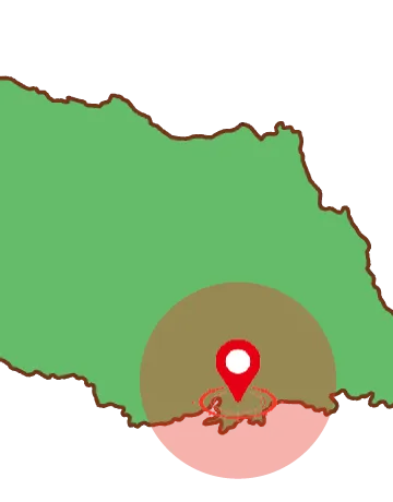 埼玉県地図(新座市を中心に範囲を示す)