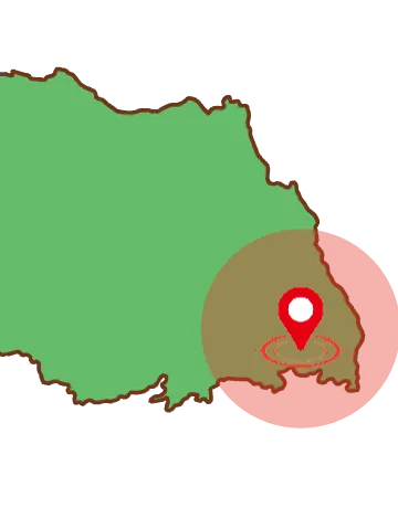 埼玉県地図(草加市を中心に範囲を示す)