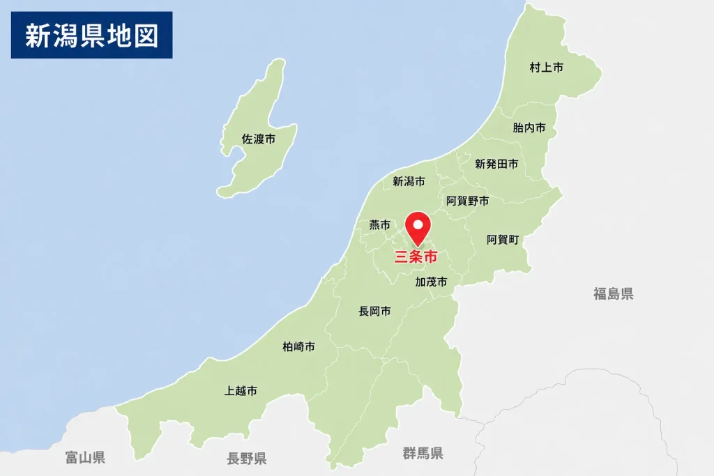 三条市を示す新潟県地図