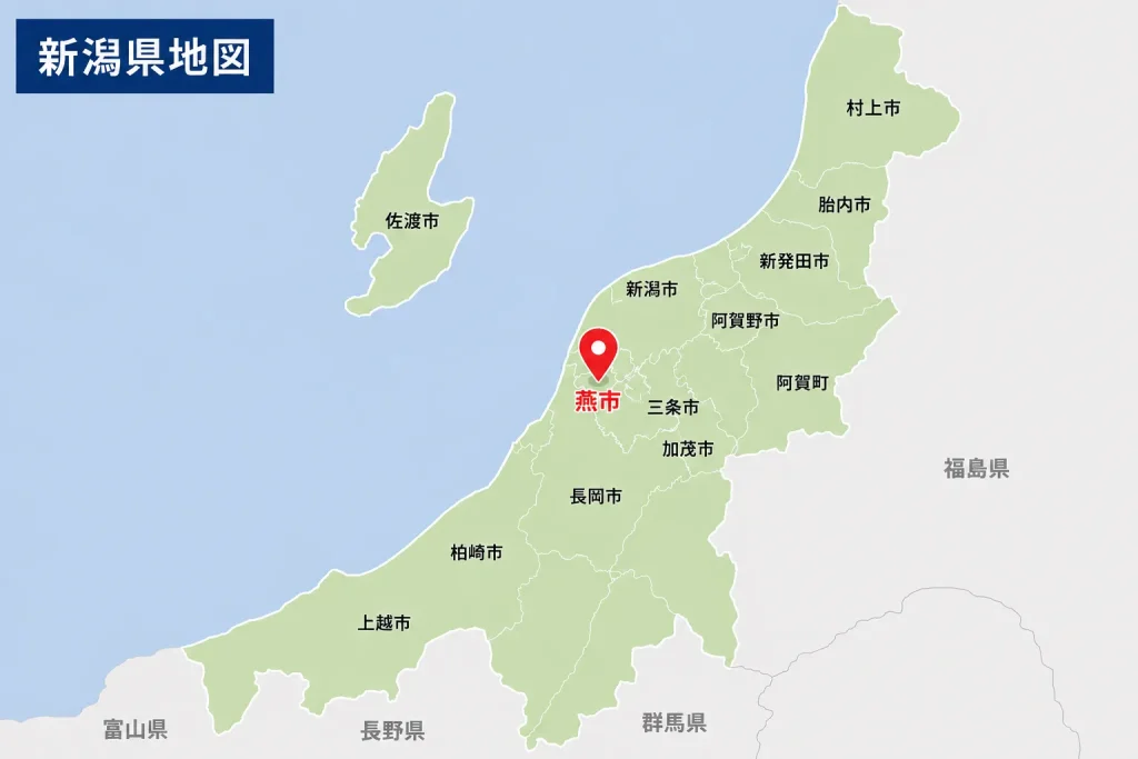 燕市を示す新潟県地図